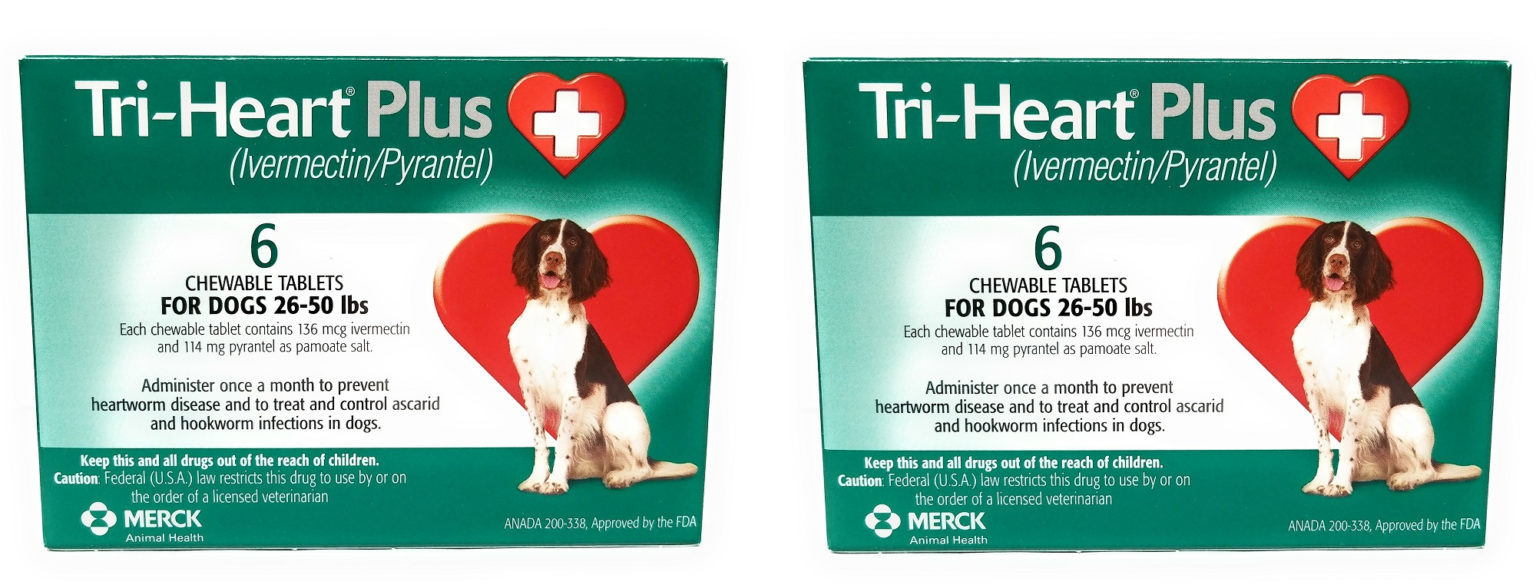 Vet Approved Rx Tri Heart Plus Chew Tabs 26-50 lbs Green - 12 Doses for