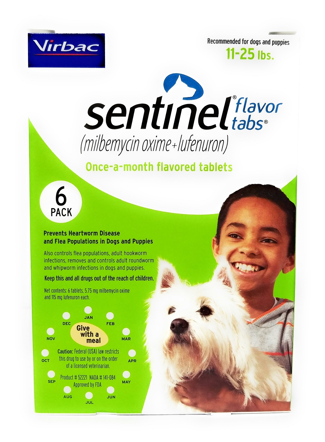 vet-approved-rx-sentinel-flavor-tabs-11-25-lbs-6-doses-for-pets