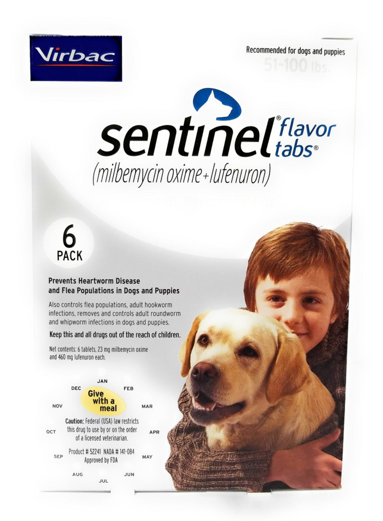 vet-approved-rx-sentinel-flavor-tabs-51-100-lbs-6-doses-for-pets