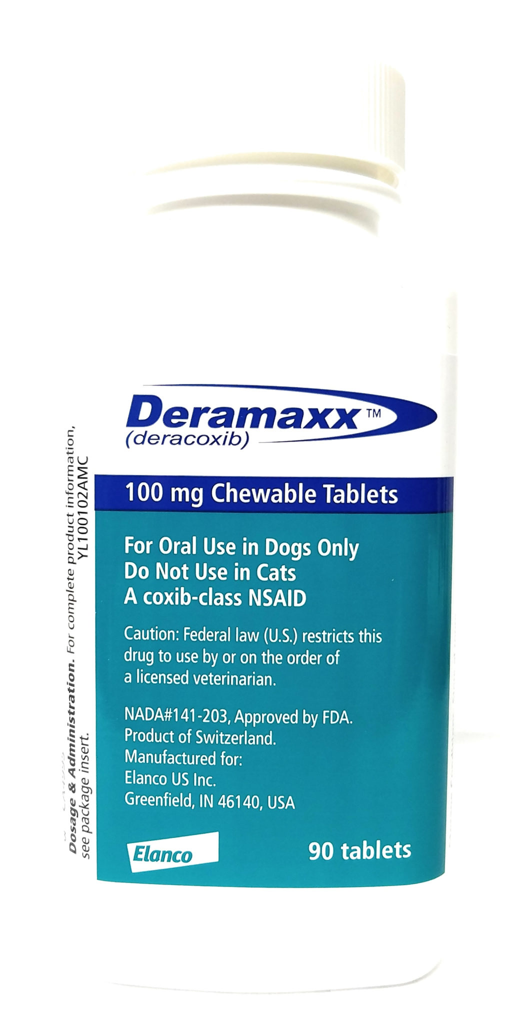 Vet Approved Rx Deramaxx 100mg Chewable Tablets 30 Count Bottle for Pets