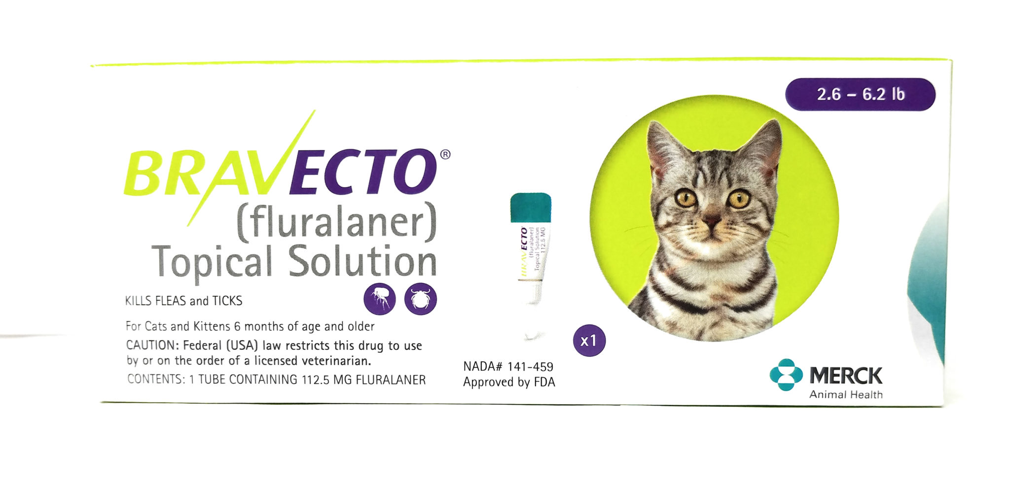 Vet Approved Rx Bravecto for Cats Small 2.6 to 6.2 lbs 112.5 mg Green 1